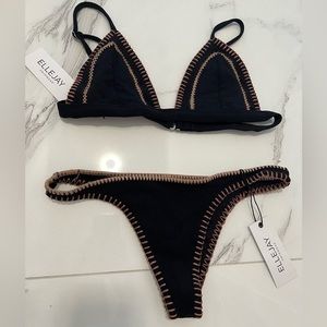 ELLEJAY Black Bikini Set with Contrast Stitching